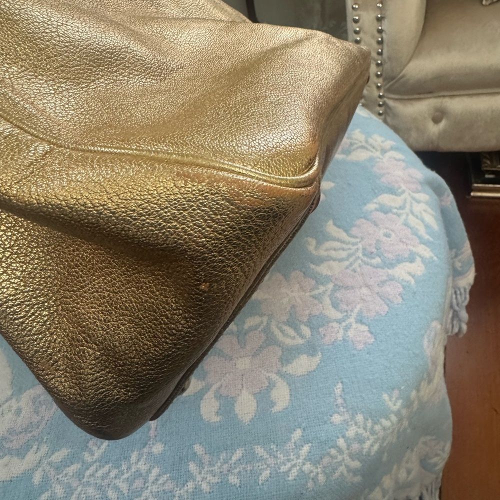 LARGE *Yves Saint Laurent* YSL Paris Metallic Gold Y-Mail Postale Rive’ Gauche - Picture 14 of 16